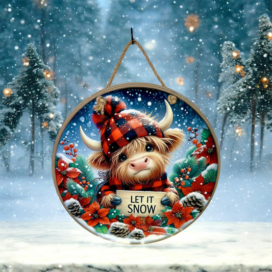 Cow Let it Snow 12-inch Door Hanger/Wall Hanger