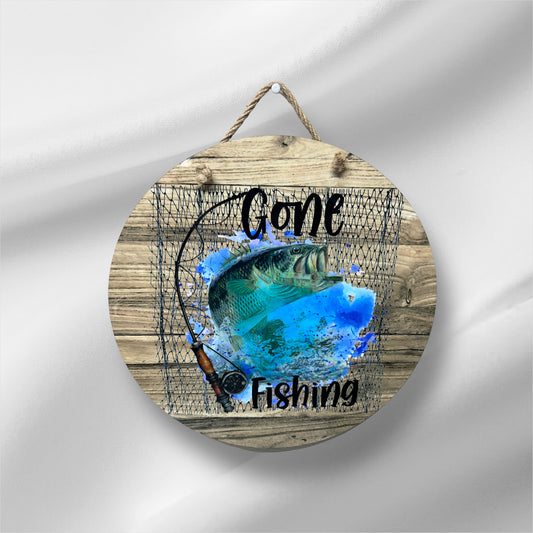 Gone Fishing 12 inch Door Hanger/Wall Hanger