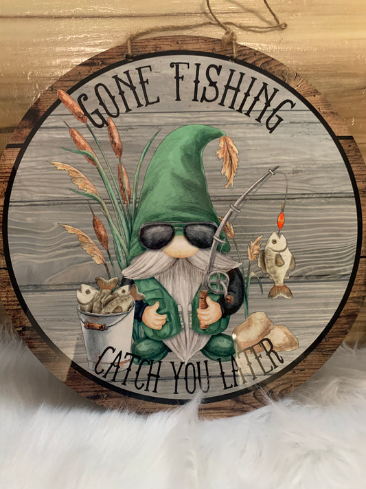 Gone Fishing 12-inch Door Hanger/Wall Hanger